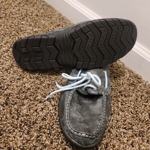 Ferrini Charcoal Loafers with Sky Blue Details